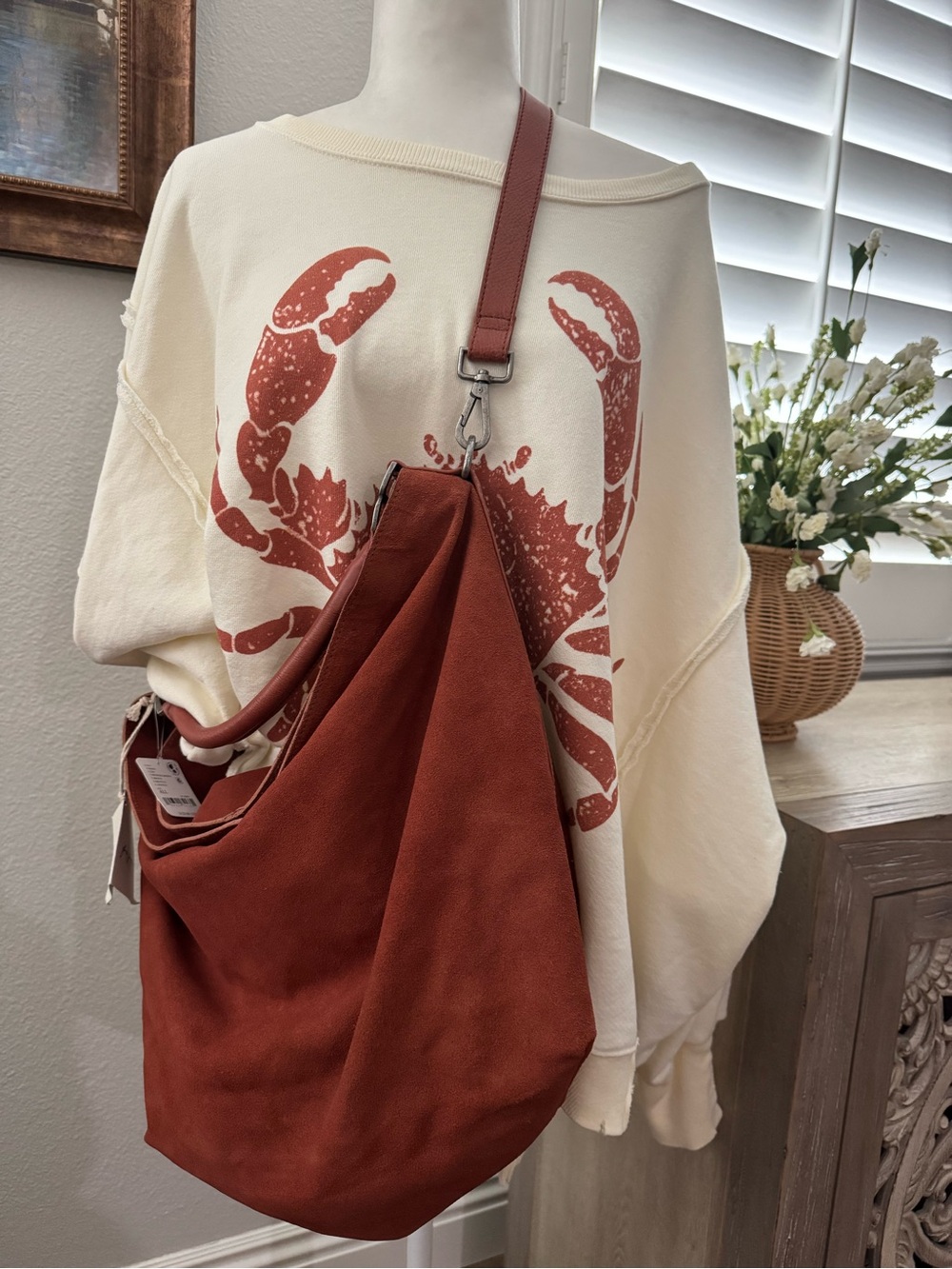 🌺Free People Suzie Suede Slouchy Tote Bag - Picture 7 of 10